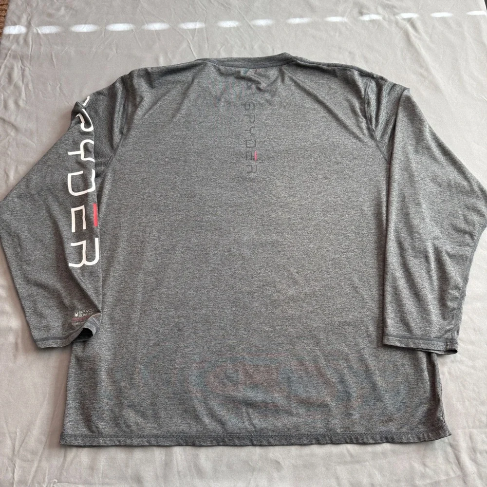 Spyder Swim Mens Rash‎ Guard Long Sleeve Charcoal Gray Heather Surf Shirt Logo